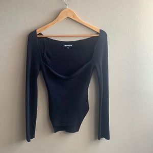 Black top long sleeve with a heart neckline